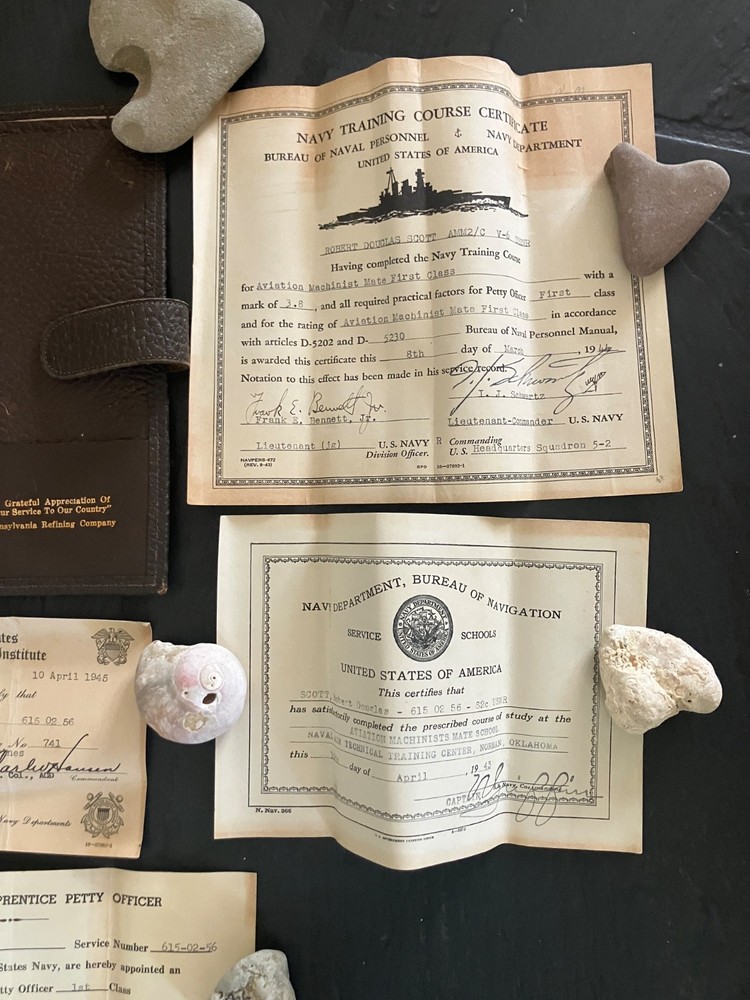 WW2 Navy Honorable Discharge Papers Original Documents/ Ephemera Lot