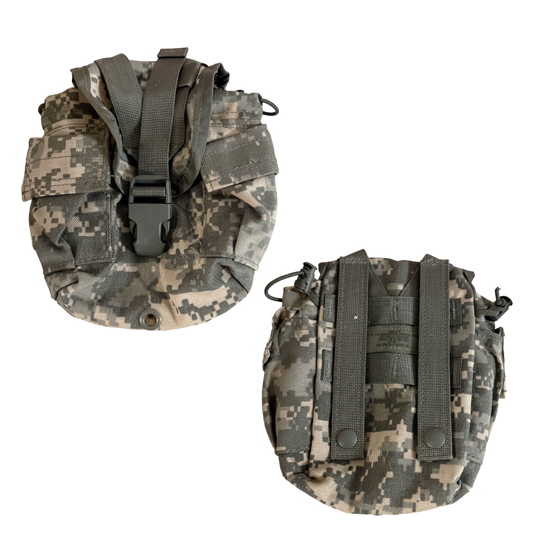 USGI Stainless Steel Canteen Cup + MOLLE II ACU Canteen/Utility Pouch