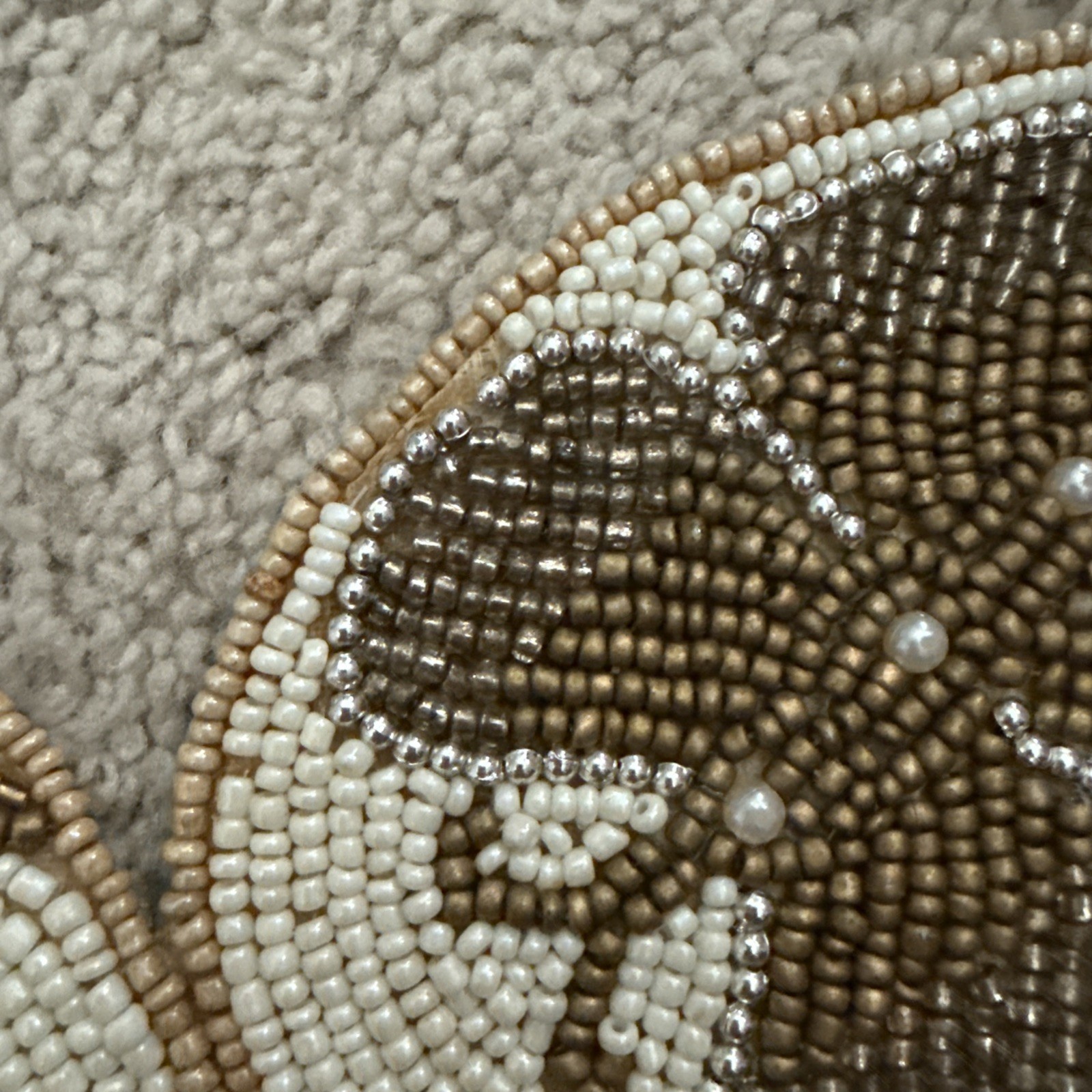 Pier 1 GOLD & CREAM BEADS & FAUX PEARL EASTER EGGS TABLE RUNNER 36"x13"