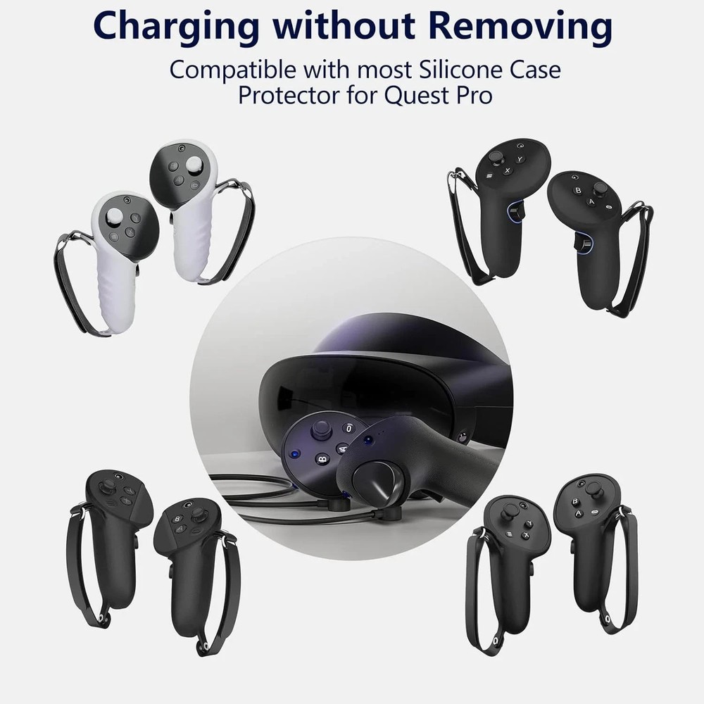 2-In-1 Charging Cable for Meta Quest Pro Controllers Durable Safe for Simultaneo