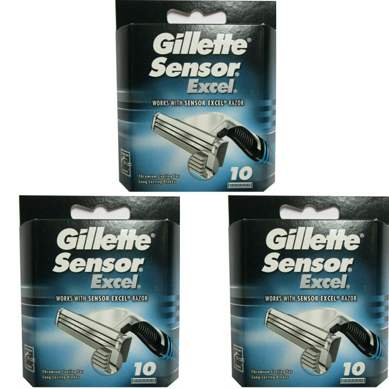 3 Packs Gillette Sensor Excel Razor Blade Refill Cartridges (30 Count)