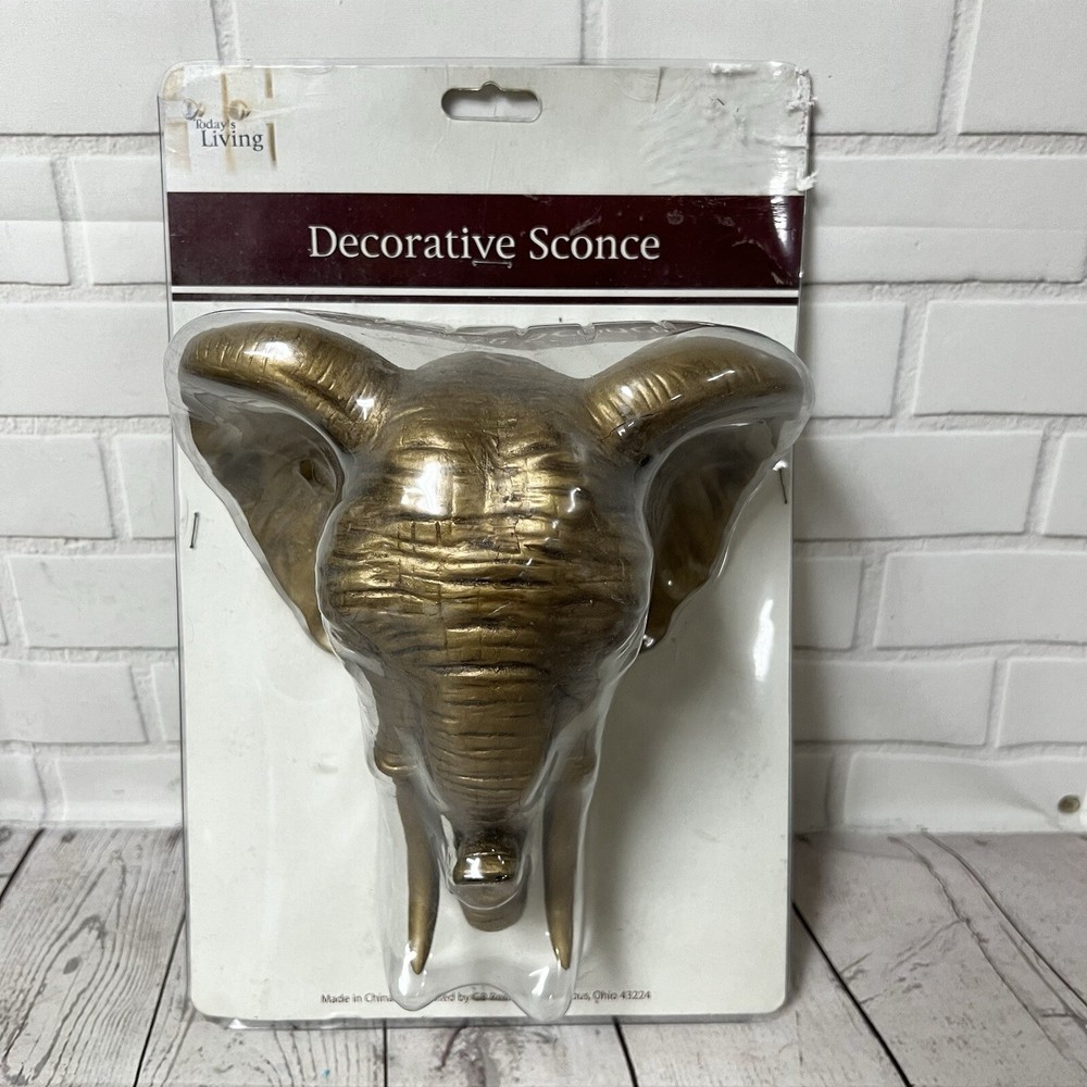 Vintage NOS Elephant Head Sconce Wall Hanging