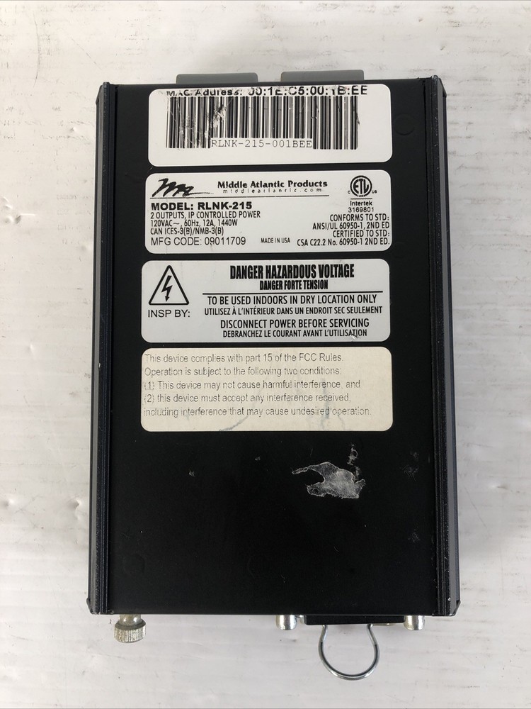 Middle Atlantic RLNK-215 -- 2 Outlet, IP Controlled Power