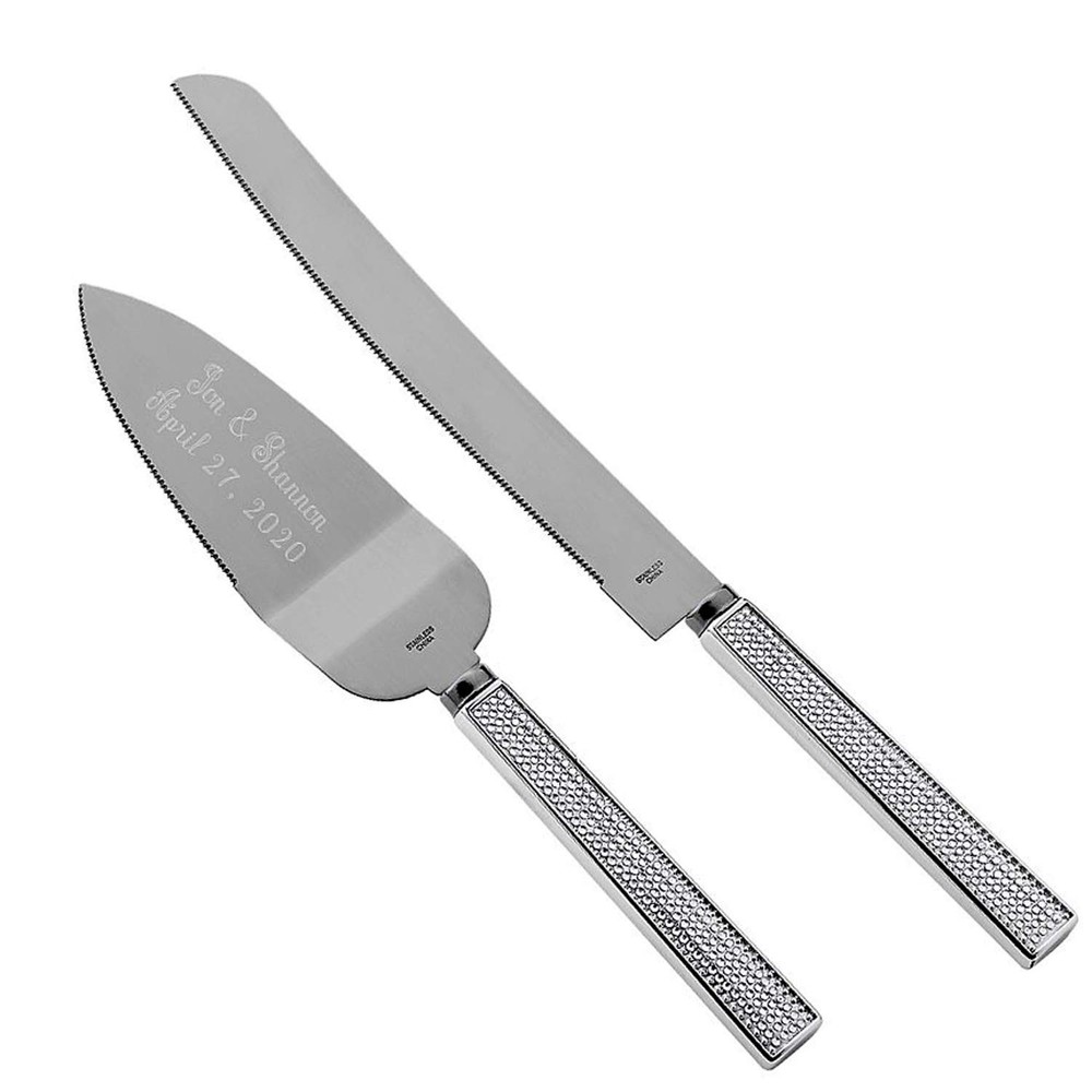 Personalized Wedding Cake Knife & Server Set - Free Engraving (2558)