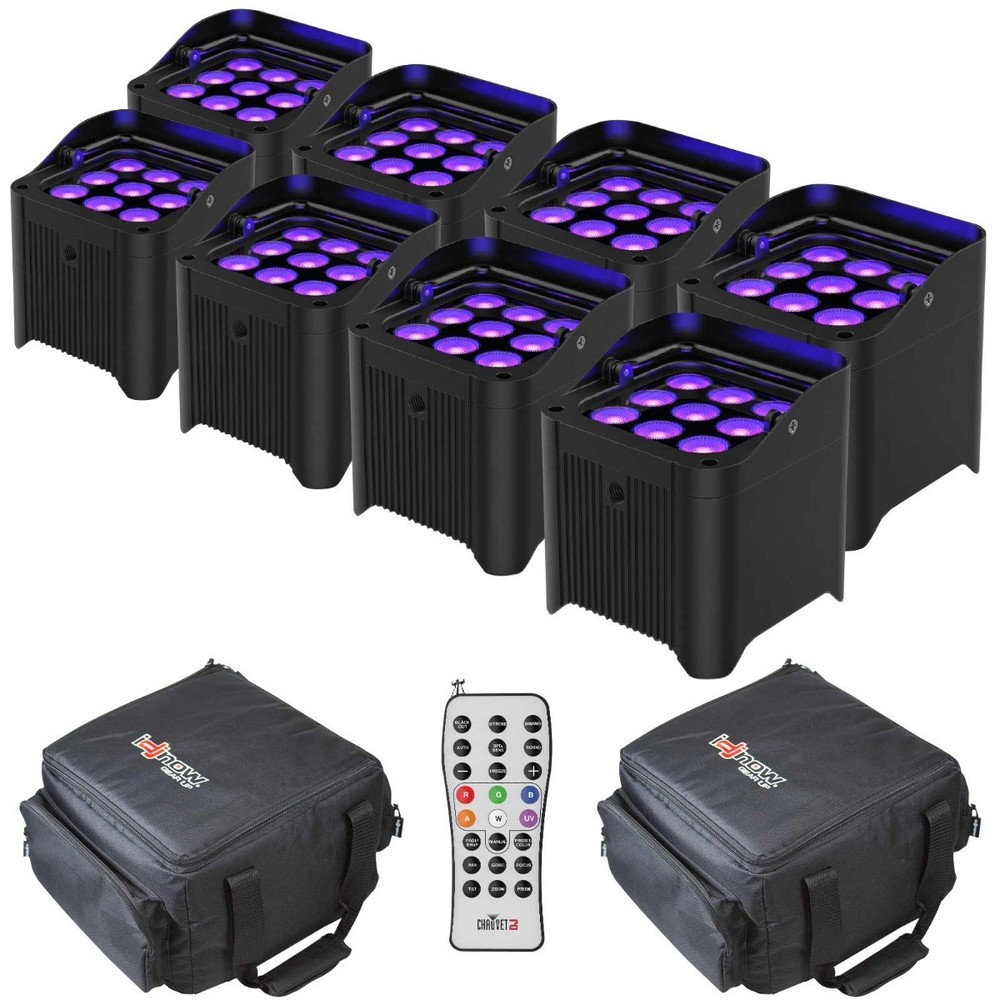 Chauvet DJ Freedom Par H9 IP Hex-Color LED Uplights Eight Pack Bundle