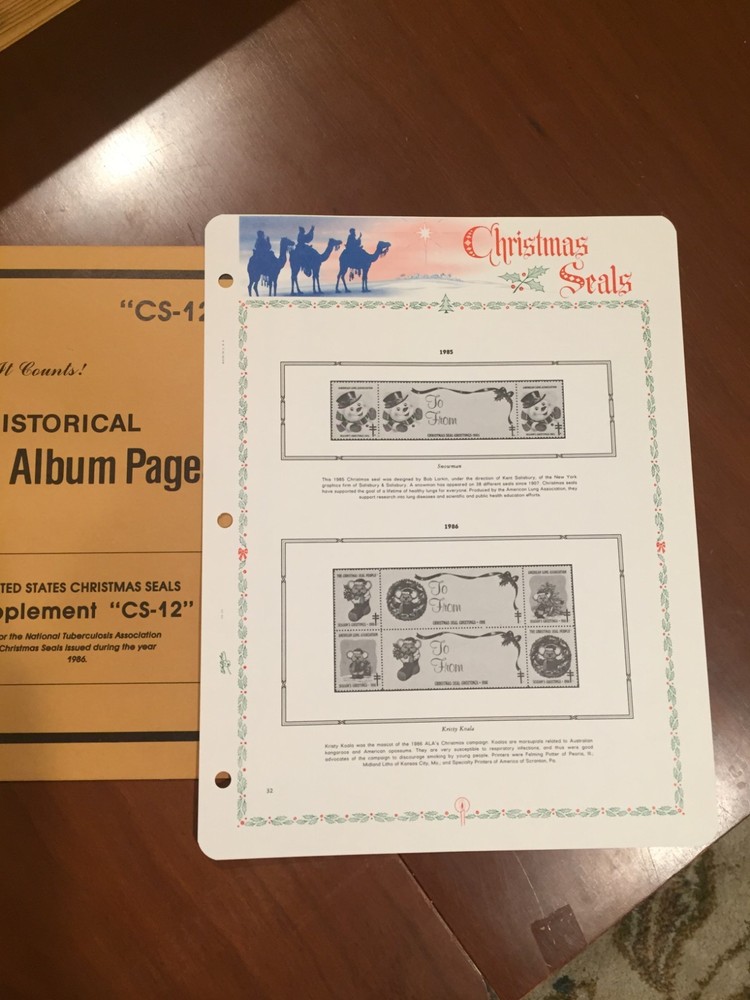 1 New Package of 1 White Ace Pages-Topical's-Christmas Seals CS-12