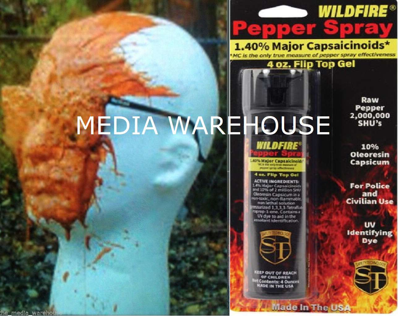 Hottest Wildfire Sticky Pepper GEL Self Defense 4oz Spray 1.4% MC. 10% OC UV Dye