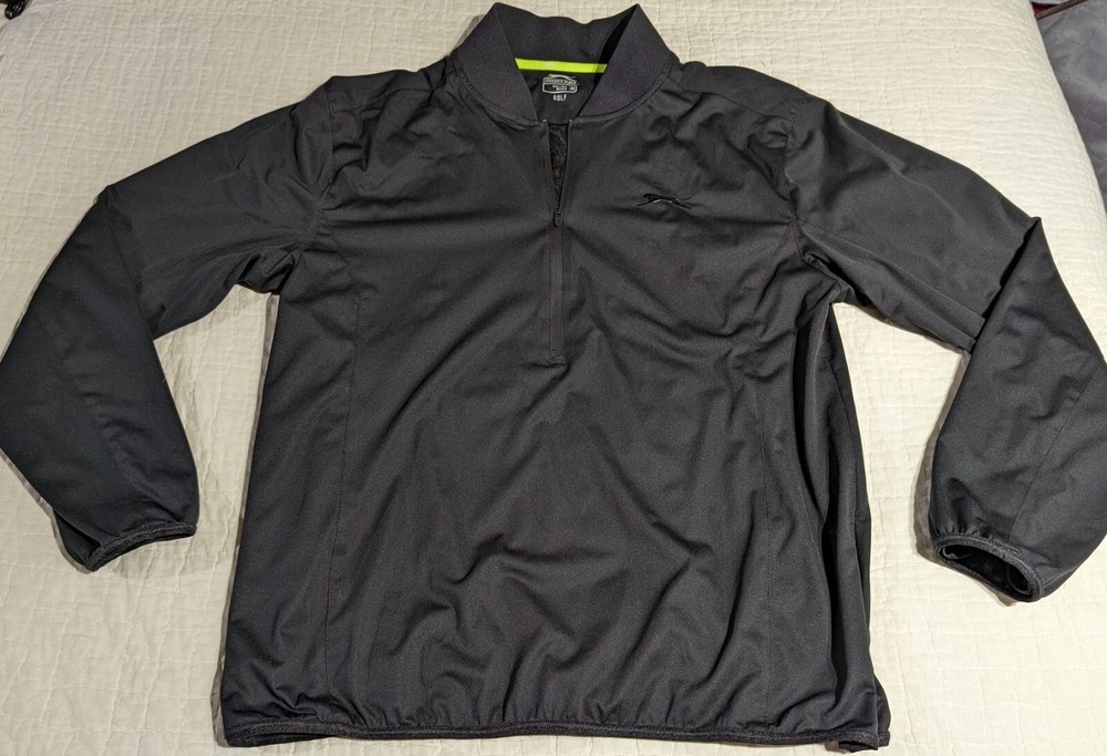 Slazenger Golf Pullover Mens Sz M Medium Vented Lightweight 1/2 Zip Jacket Black