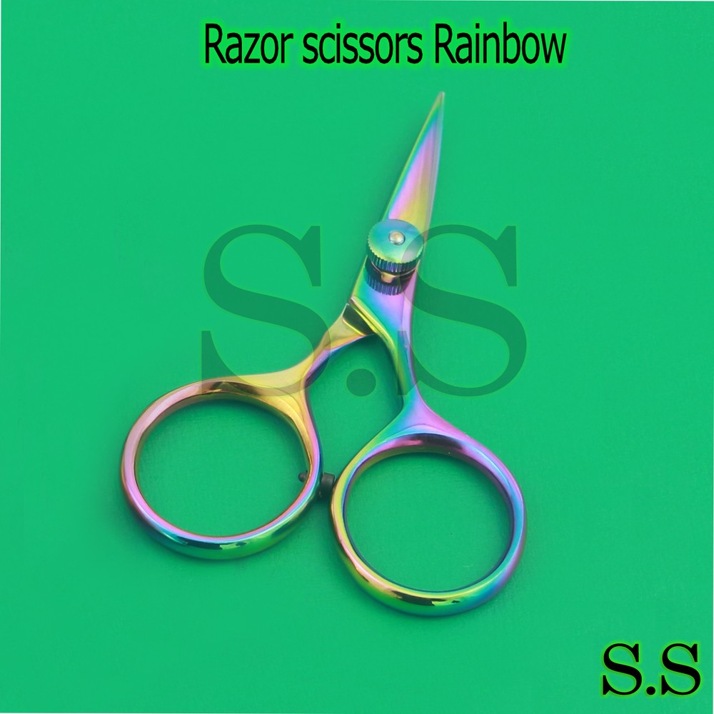 Razor scissors 4" Rainbow plasma coating super sharp blades fly tying New BTS-37
