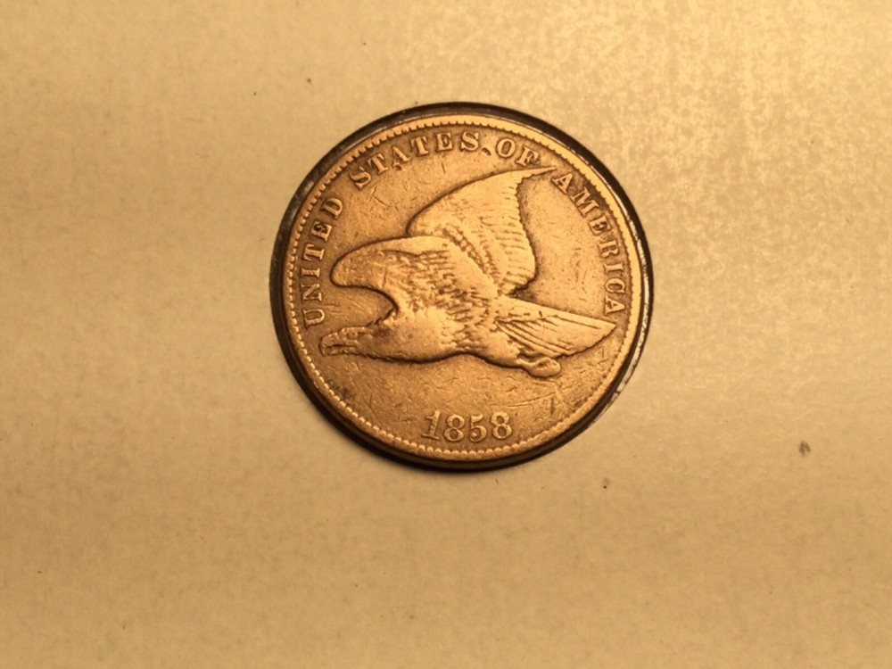 1858 Flying Eagle Cent in very fine plus small letters