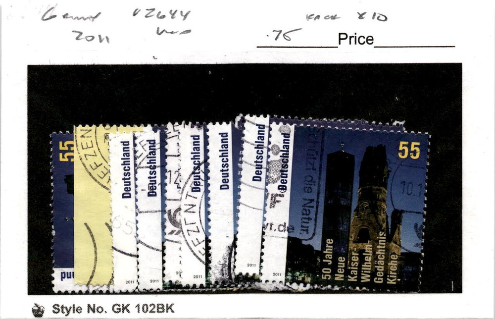 Germany, Postage Stamp, #2644 (9 Ea) Used, 2011 Kaiser Wilhelm Church (AB)