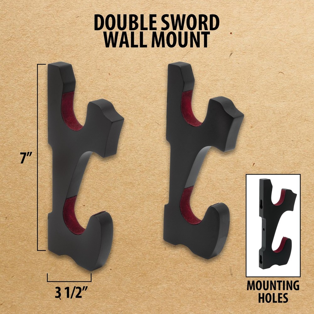 Double Sword Wall Mount | Katana/Samurai Wall Display Holder | Matte Black