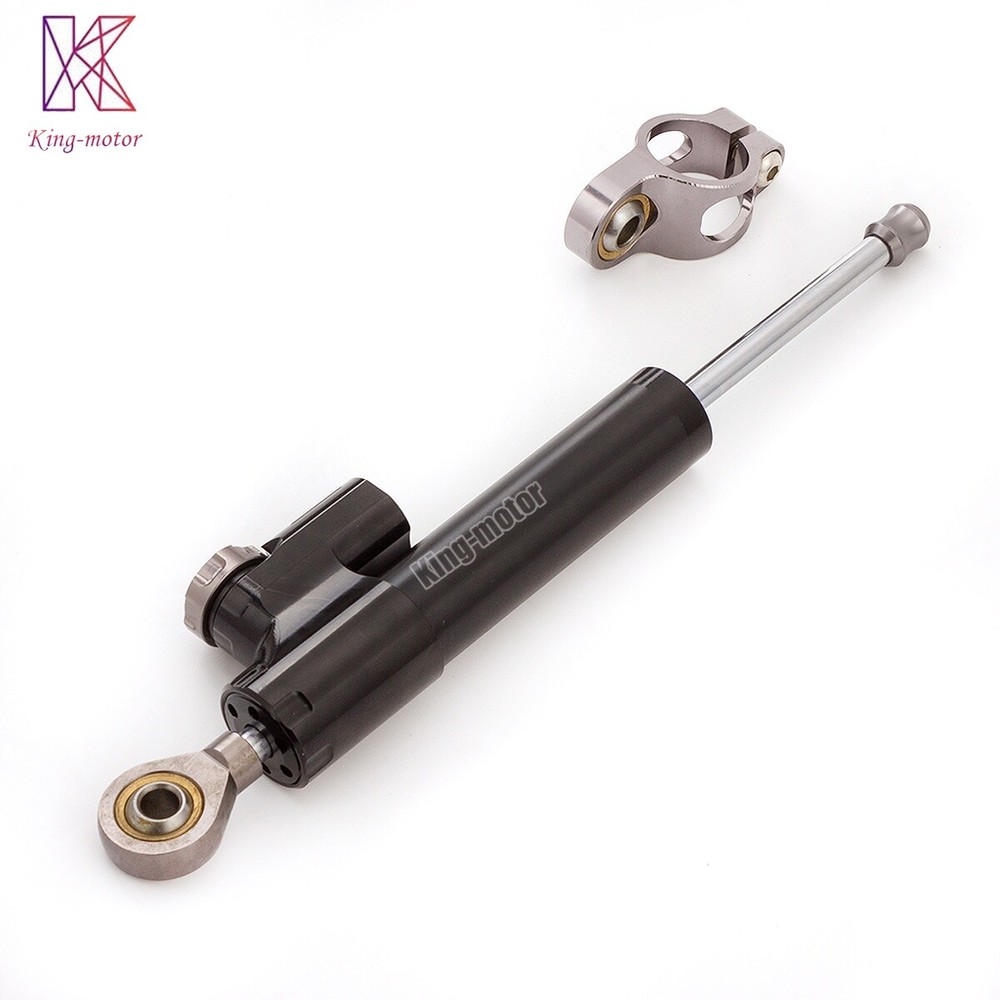 Motorcycle Universal CNC Adjustable Steering Damper Stabilizer Safety Black&Gray