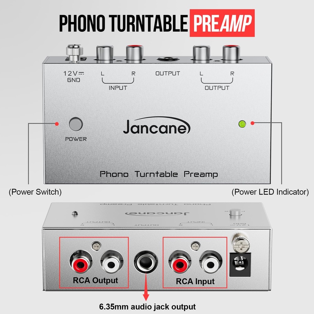 Jancane Phono Turntable Preamp, Upgraded preamplifier, preamp