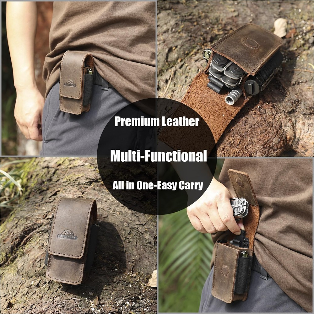 Multitool Sheath for Men Belt Leather Multitool Holster EDC Belt Organizer ...