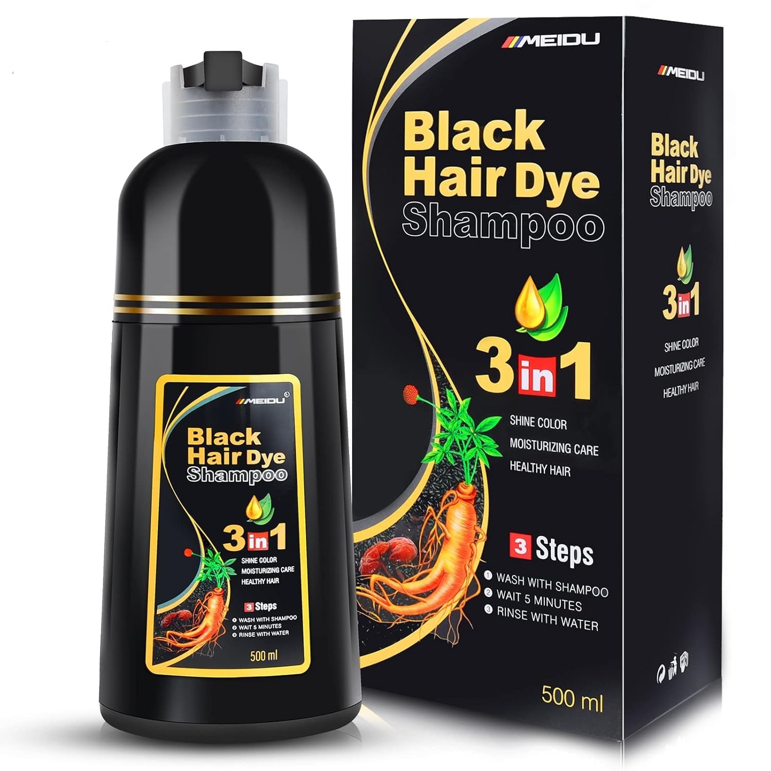 Hair Dye Shampoo 3 in 1 Hair Shampoo Instant Hair Dye Herbal Ingredients Gift US