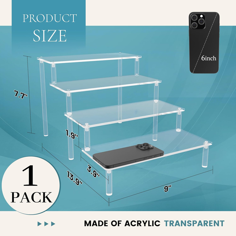 Acrylic Risers for Display 1 Pack 4 Tier Acrylic Display Risers Perfume Stand, C
