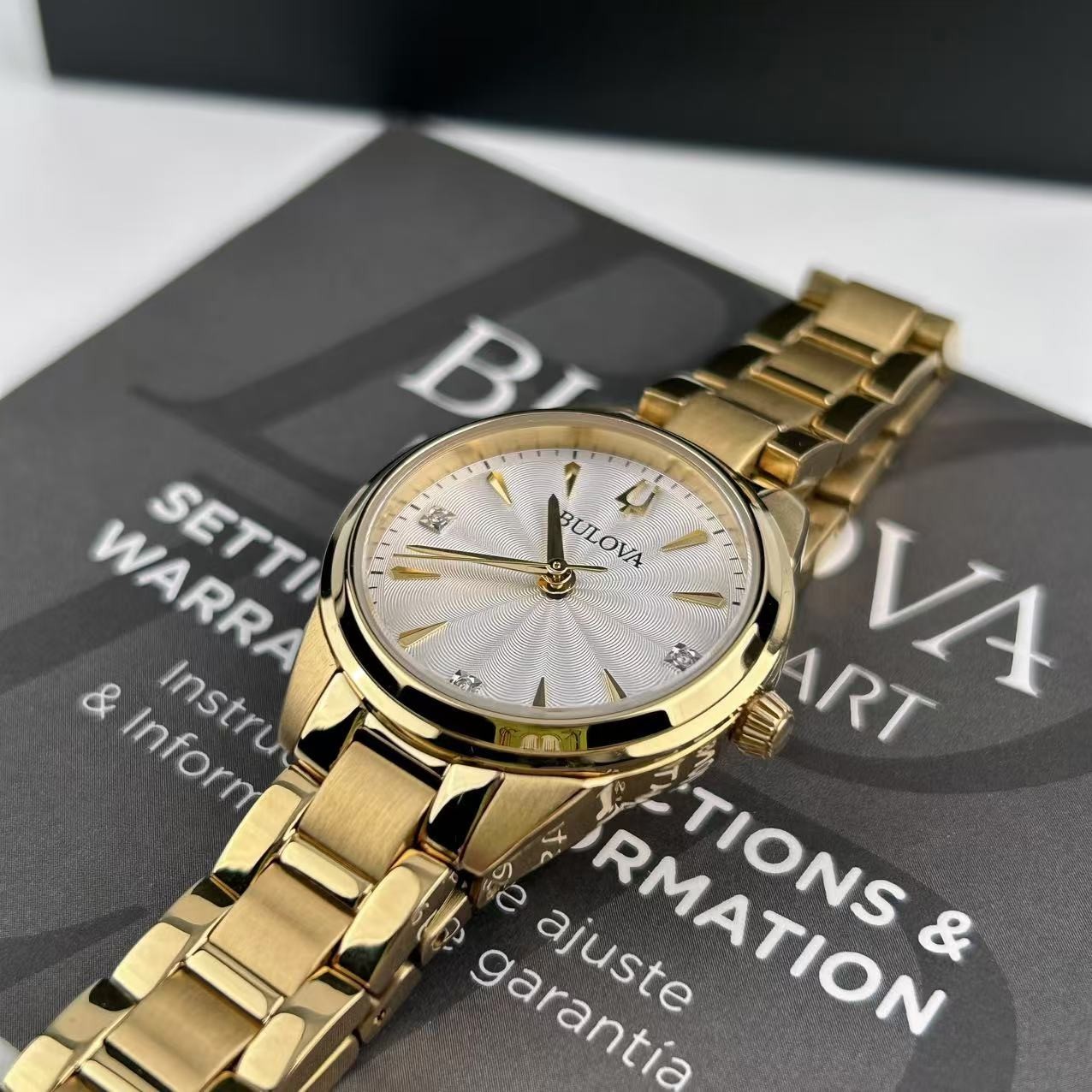 New Bulova Sutton 97P150 White Diamond Dial Stainless Steel Women's Quartz Watch