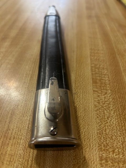 Leather & Nickeled Steel Dress Scabbard- Dress Bayonet or Police Dagger-Nice
