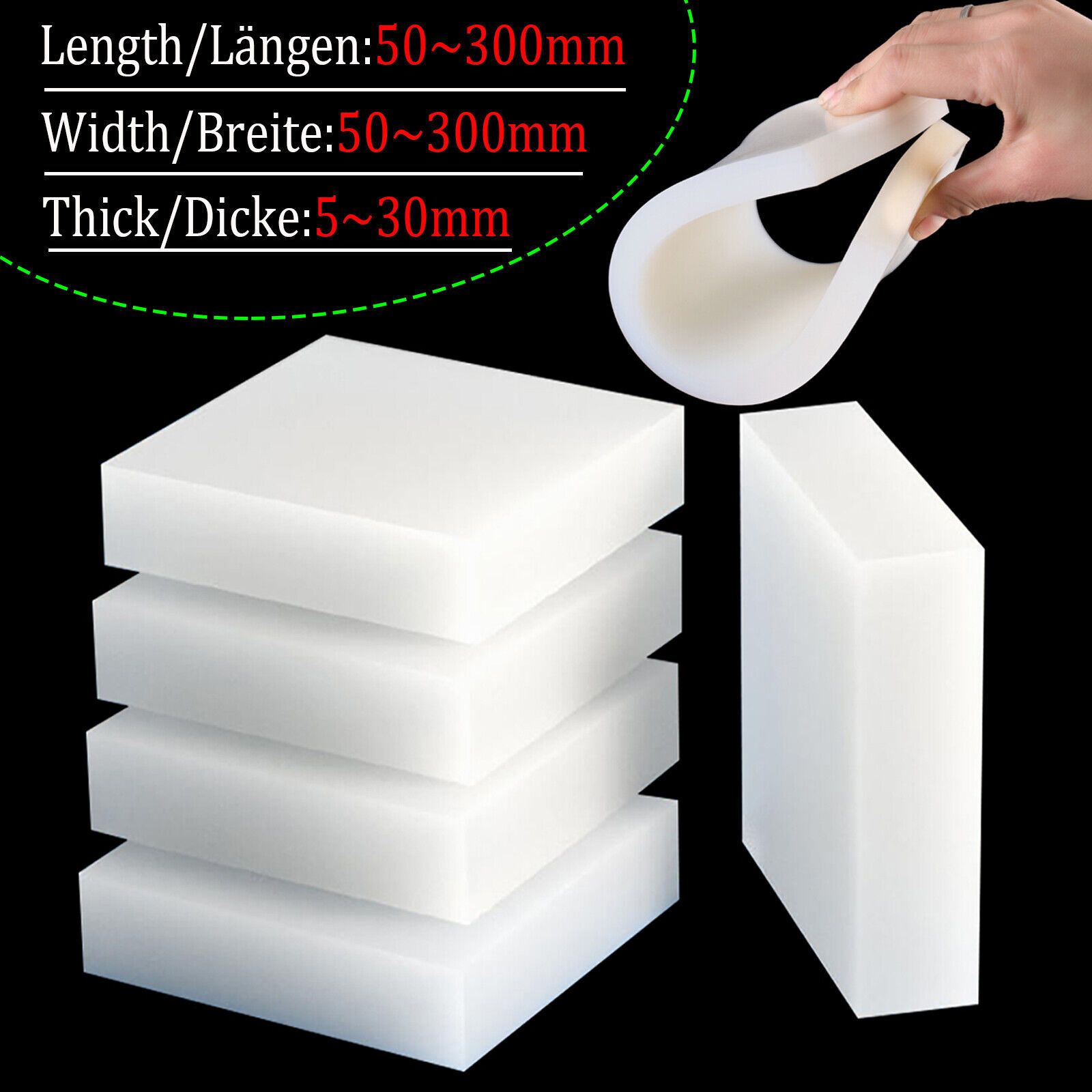 5mm~30mm White Silicone Rubber Sheet Silicone Rubber Gasket Buffer Pad Thick