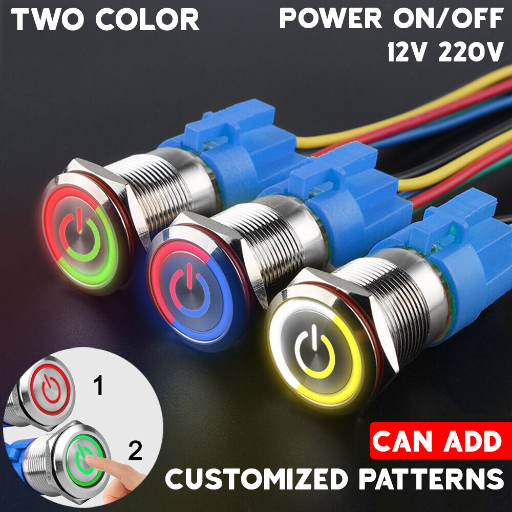 Two Color Customize Metal Push Button Switch ON OFF Momentary Latching 12V 220V