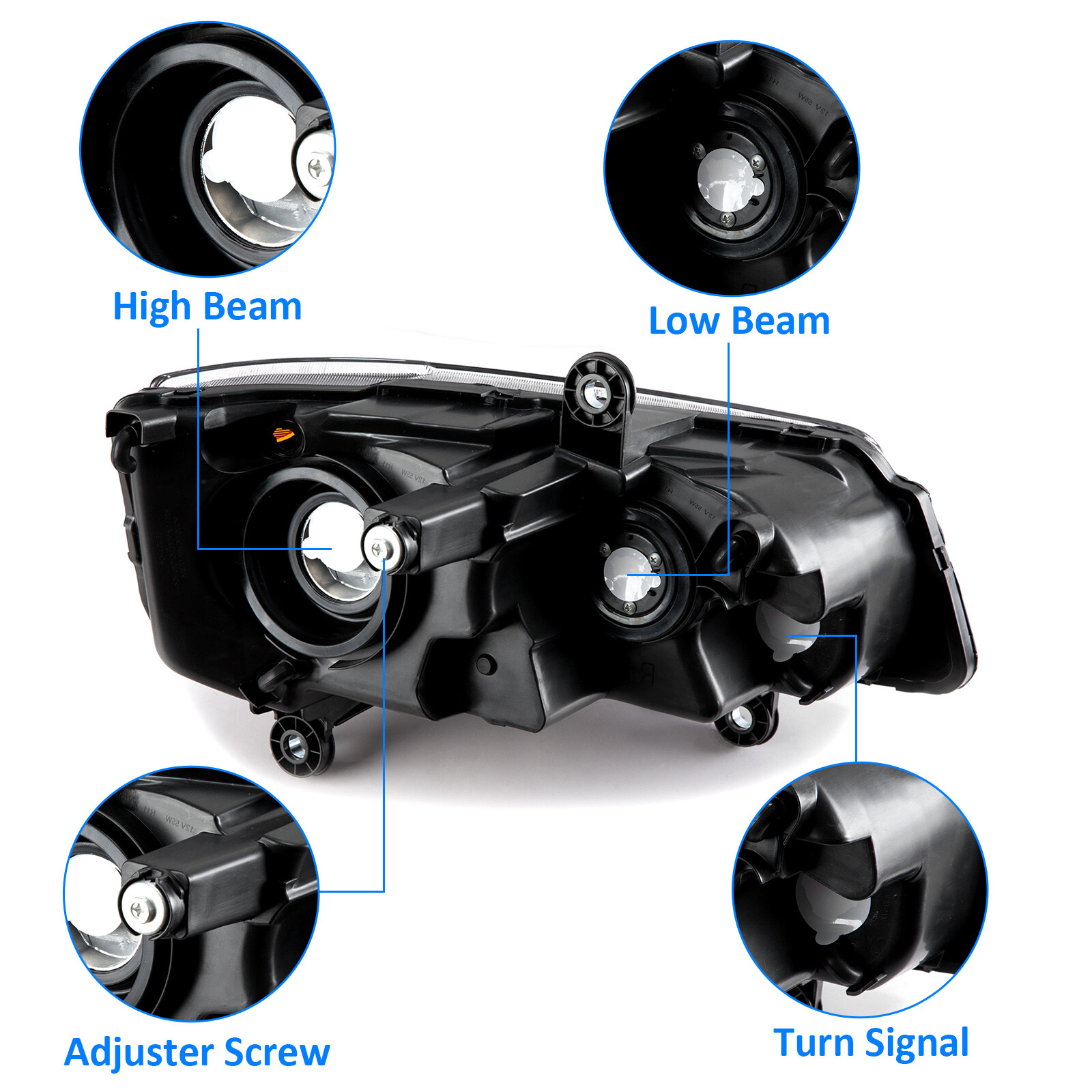 Headlights For 11-20 Dodge Grand Caravan 08-16 Chrysler Town&Country Black lamps