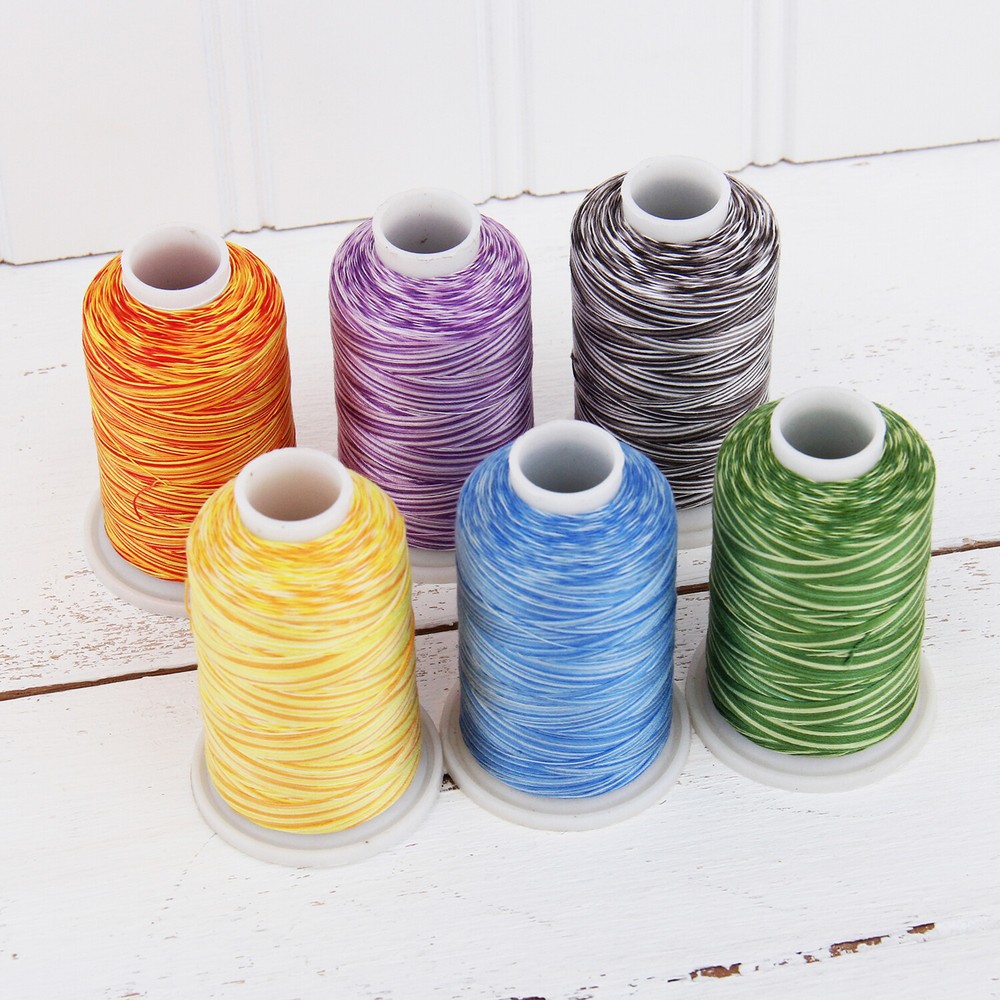 VARIEGATED MULTICOLOR 100% COTTON THREAD 600M BY THE SPOOL - 22 COLORS AVAILABLE