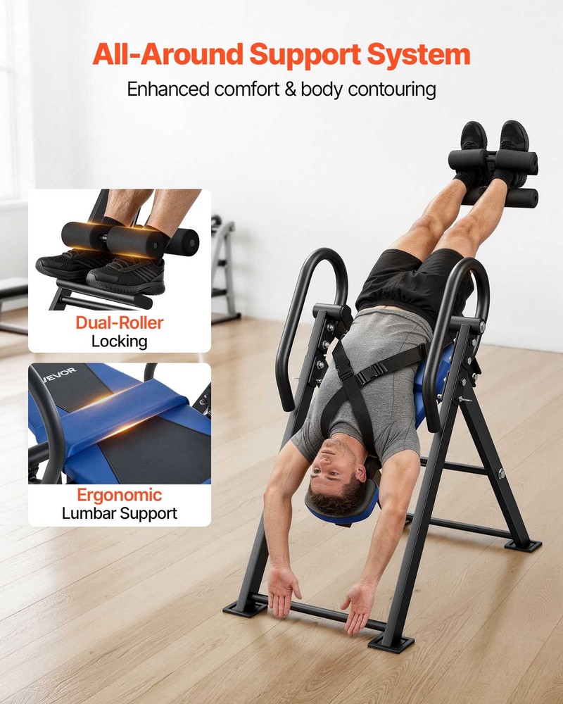 VEVOR Inversion Table 300 lbs Capacity & 3-Level Armrest Pin Adjustment