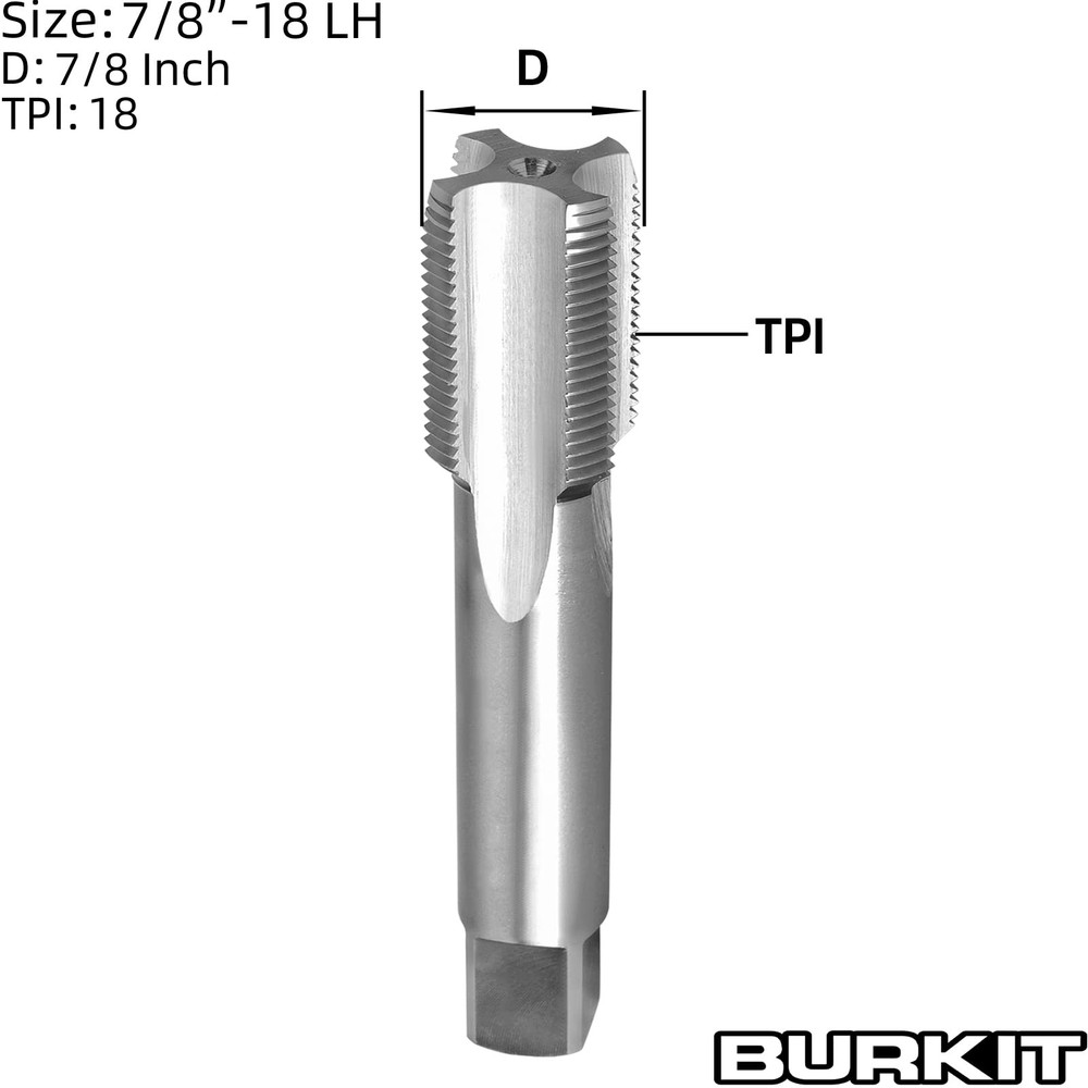 7/8"-18 UN Thread Tap Left Hand HSS Straight Fluted Machine Tap