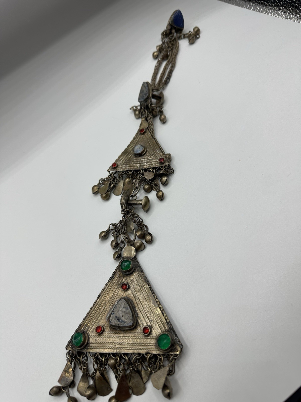 Vtg Tribal Kuchi MultiStones and Alpaca Hair Piece. Sonorous rattling.See pics.