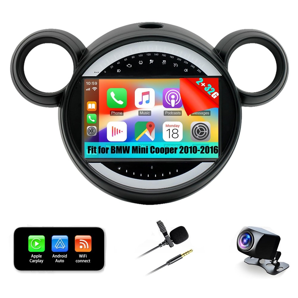 Android 13 Stereo for Mini Cooper 2010-2016 9in Touchscreen Carplay Android Auto