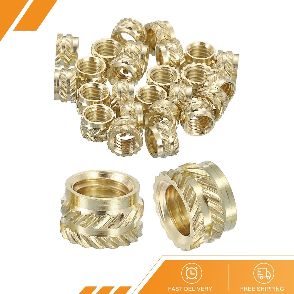 25pack Knurled Insert Nuts M6 x 5mm L x 8mm OD Brass Heat Set Insert Nuts