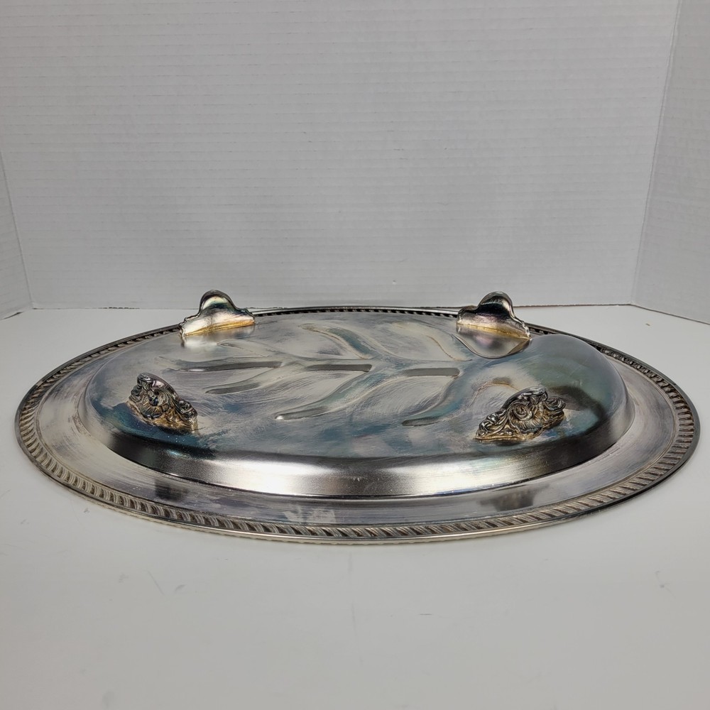 Vtg Sheridan Silver Co~Silver Plate~Tree of Life~Oval Footed Platter~16×11.5