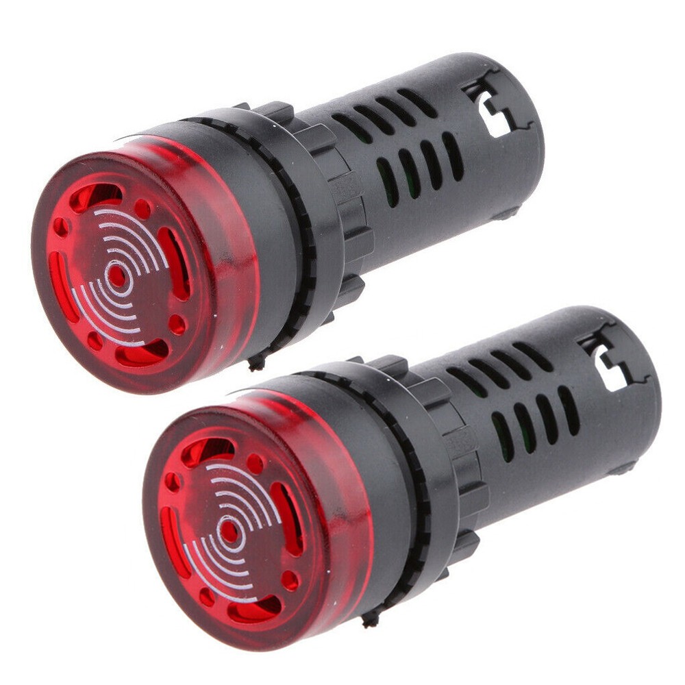 2Pack DC 12V Red LED Signal Light Buzzer Alarm Indicator Flash Light Panel Lamp