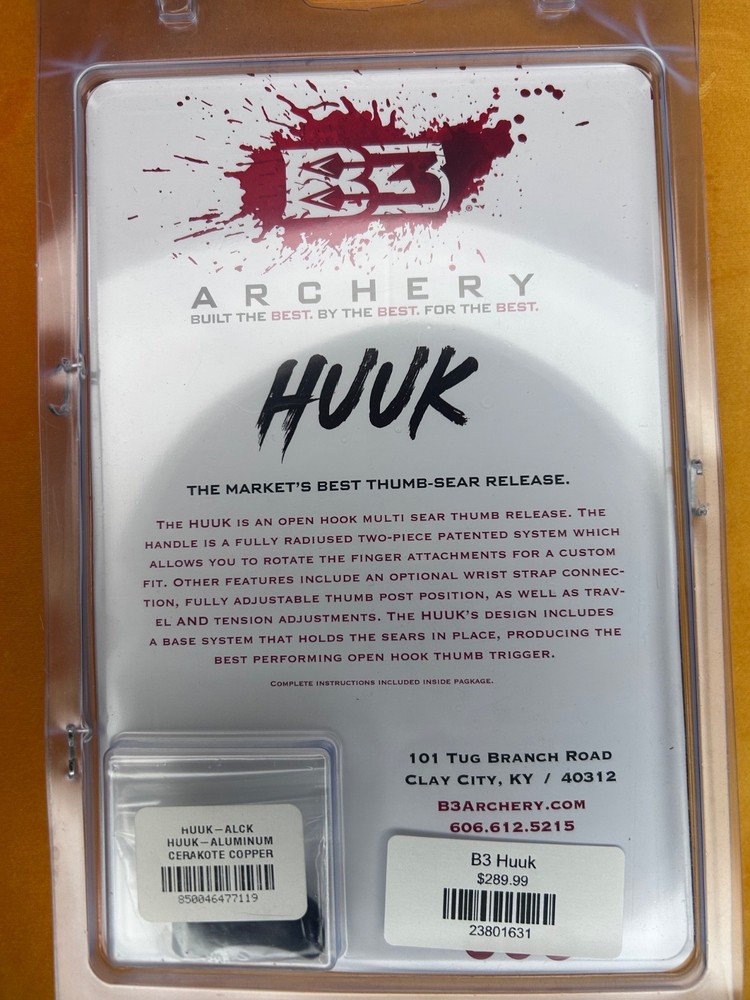 B3 Archery Thumb Button Release, new in box