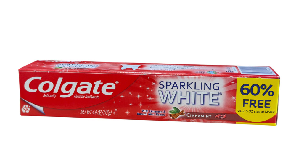 Colgate Sparkling White CinnaMint x [3 Pack] Gel Toothpaste 4.0 oz. Anticavity