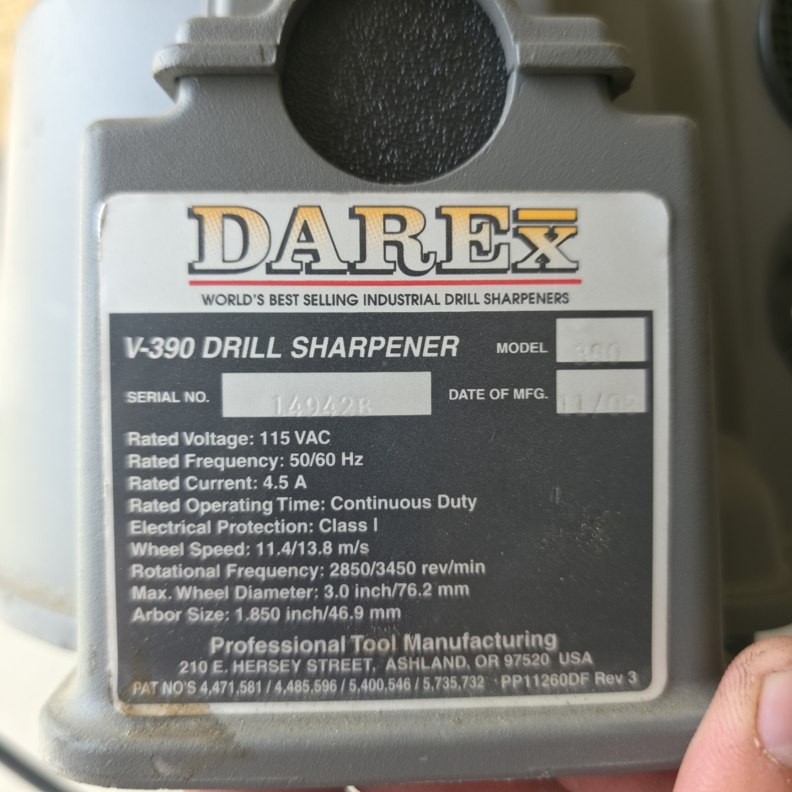 Darex V390 Drill Bit Sharpener w/ Drill Chuck