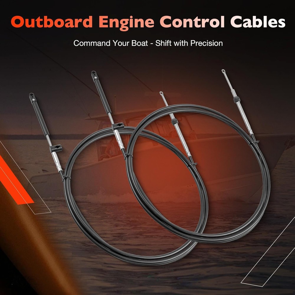 2Pcs 19FT Outboard Throttle Shift Control Cables GEN 1 For Mercury MerCruiser