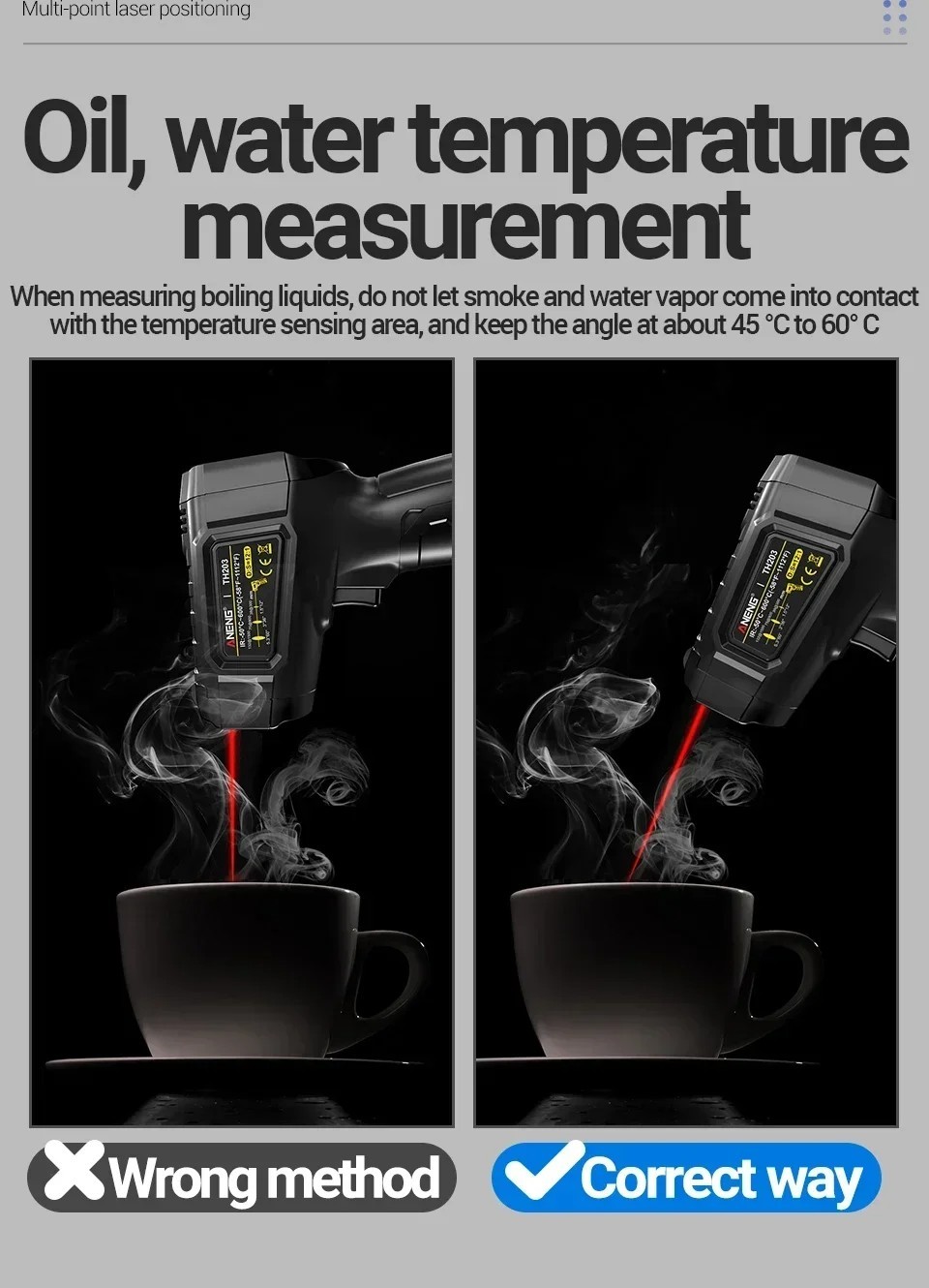Infrared Thermometer LCD Digital Non-contact Laser IR Temperature Gun Temp Meter