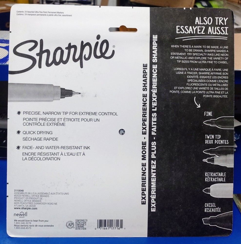 Permanent Markers, Ultra Fine Point, Assorted Colors, 24 Count