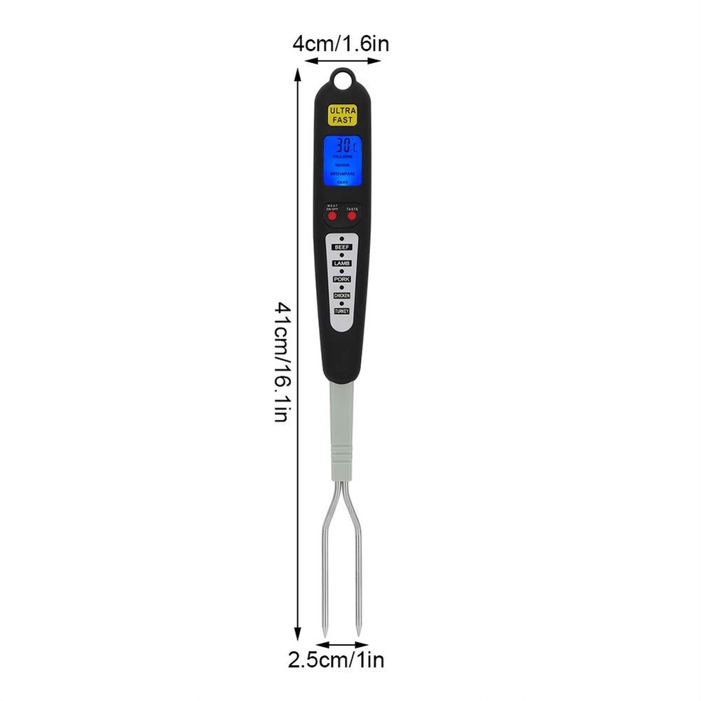 Jerlifkyer Digital Meat Thermometer Fork,Instant Read Temperature with LED Sc...