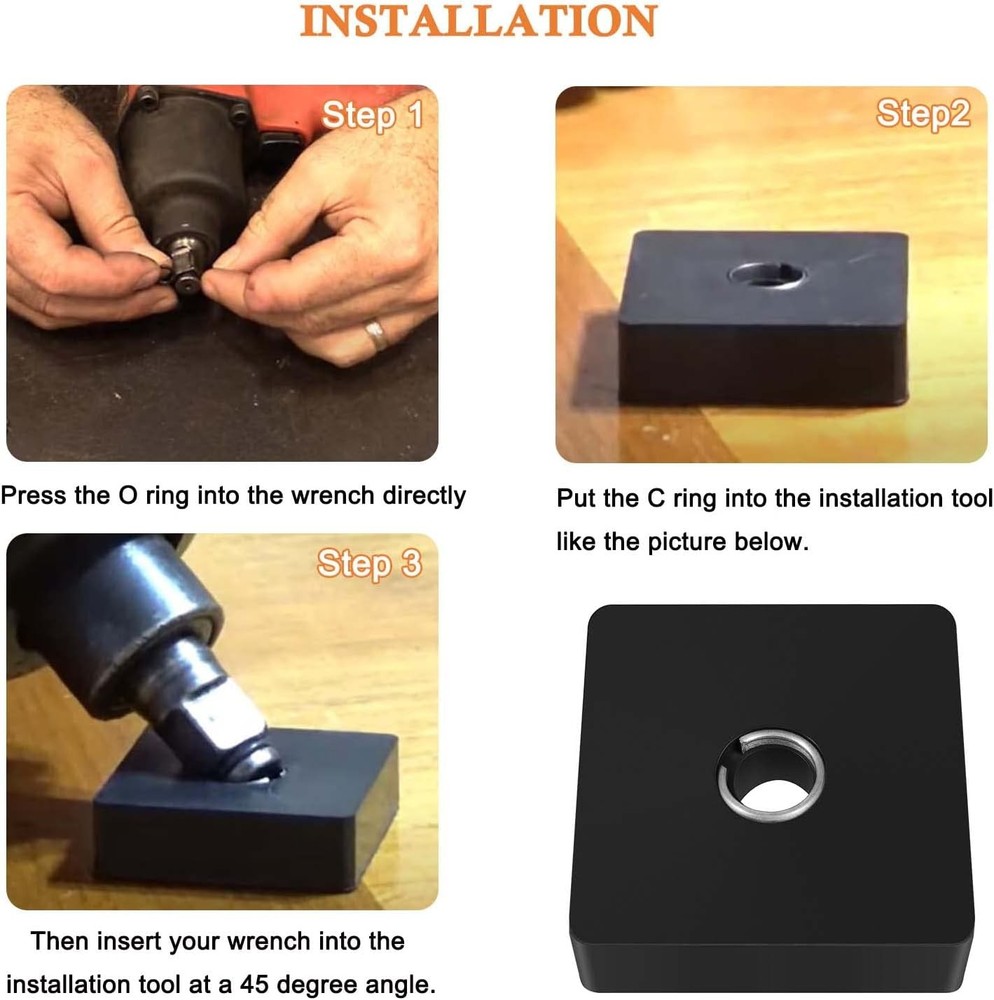 3/8 Inch Impact Socket Retaining/Retainer Ring Clip with O-ring & Black