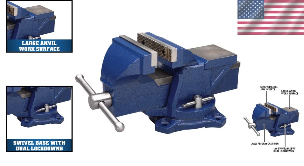 Versatile Bench Vise, 4" Jaw Width, 30,000 PSI