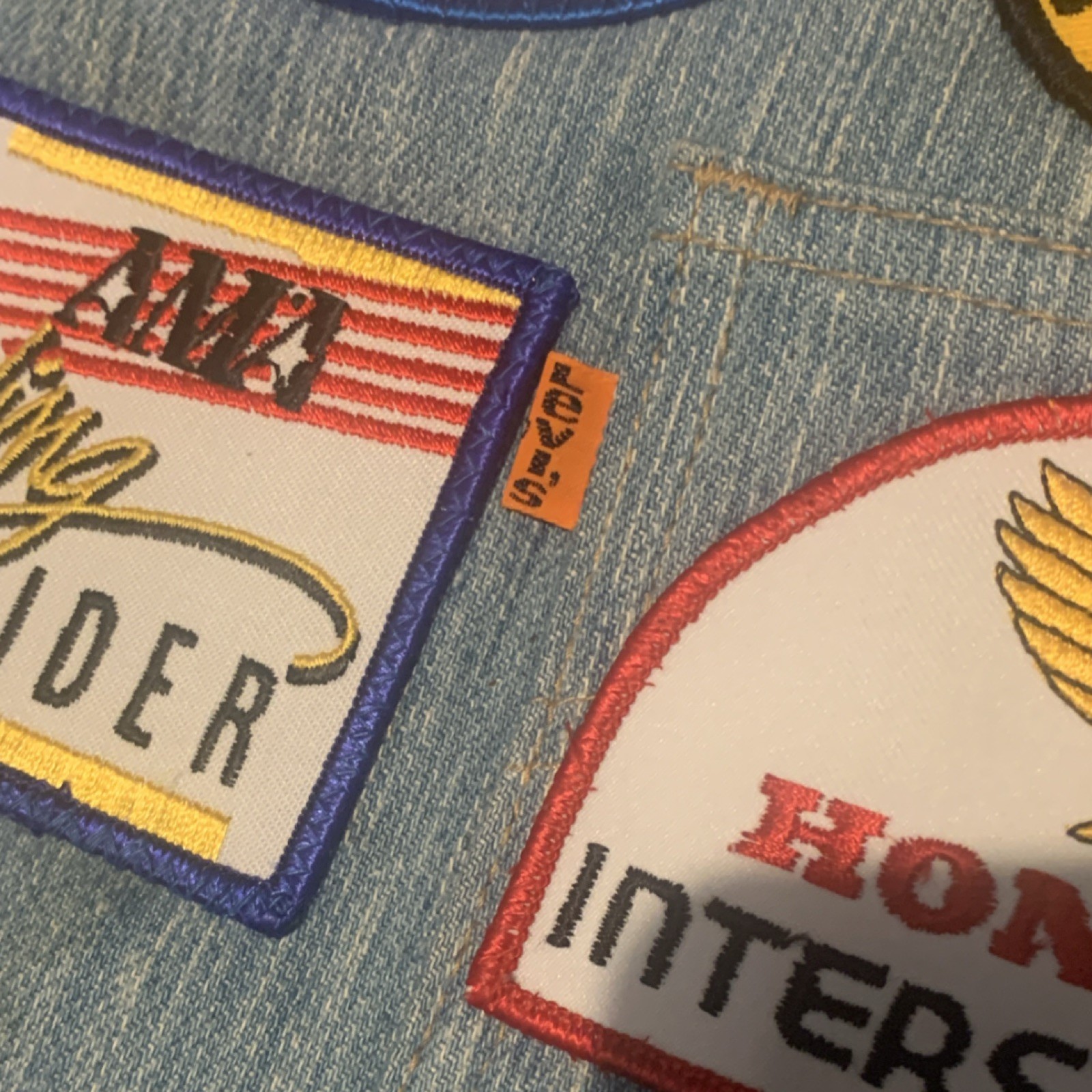 Levis vintage orange tab Large Denim Vest Motorcycle Patches California