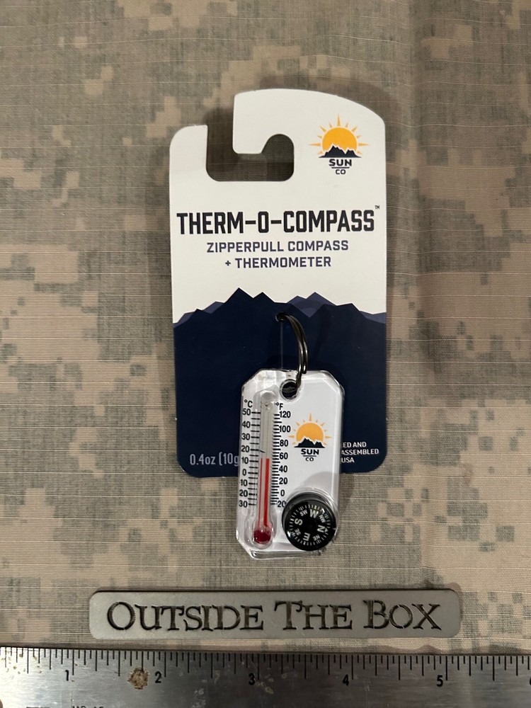 Compass:  Therm-O-Compass, Sun Company, Thermometer w/Split Ring & Wind Chart