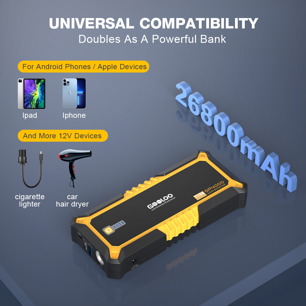 GOOLOO 4000A Car Jump Starter Power Bank Lithium Battery 12V Jump Box Portable