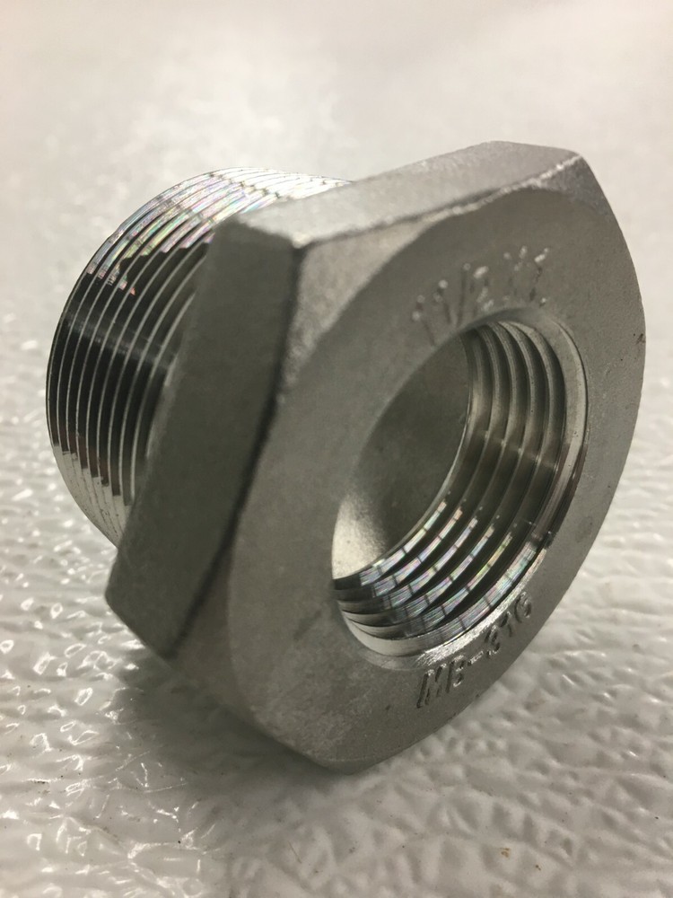 Hex Bushing 1-1/2" x 1" 150# Stainless Steel Threaded Pipe / Conduit Fitting
