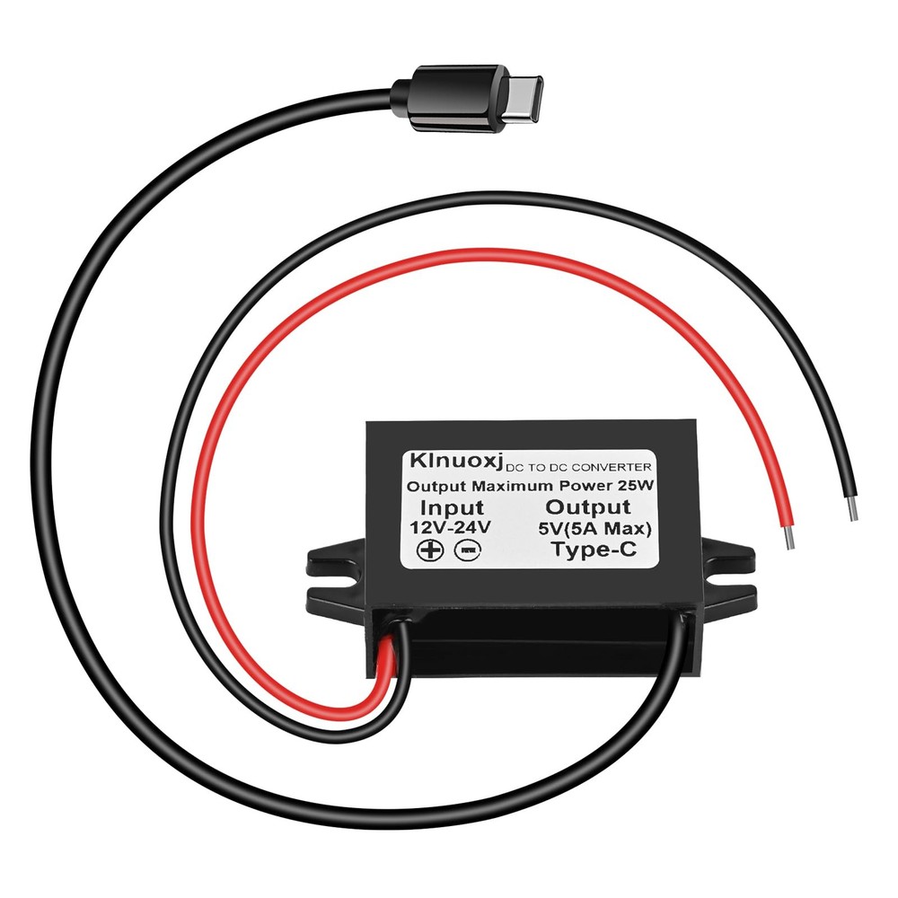 DC 12V/24V to 5V USB C Step Down Converter Type-C Interface 5A 25W Waterproof.