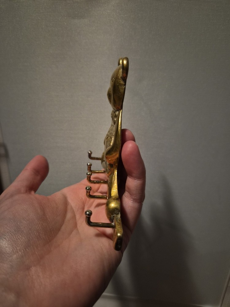 Vintage Brass Bear Key Holder Rack