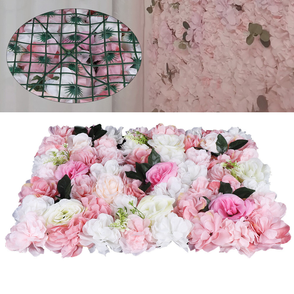12PCS Artificial Flower Wall Panels Rose Hydrangea Backdrop Panel Wedding Decor